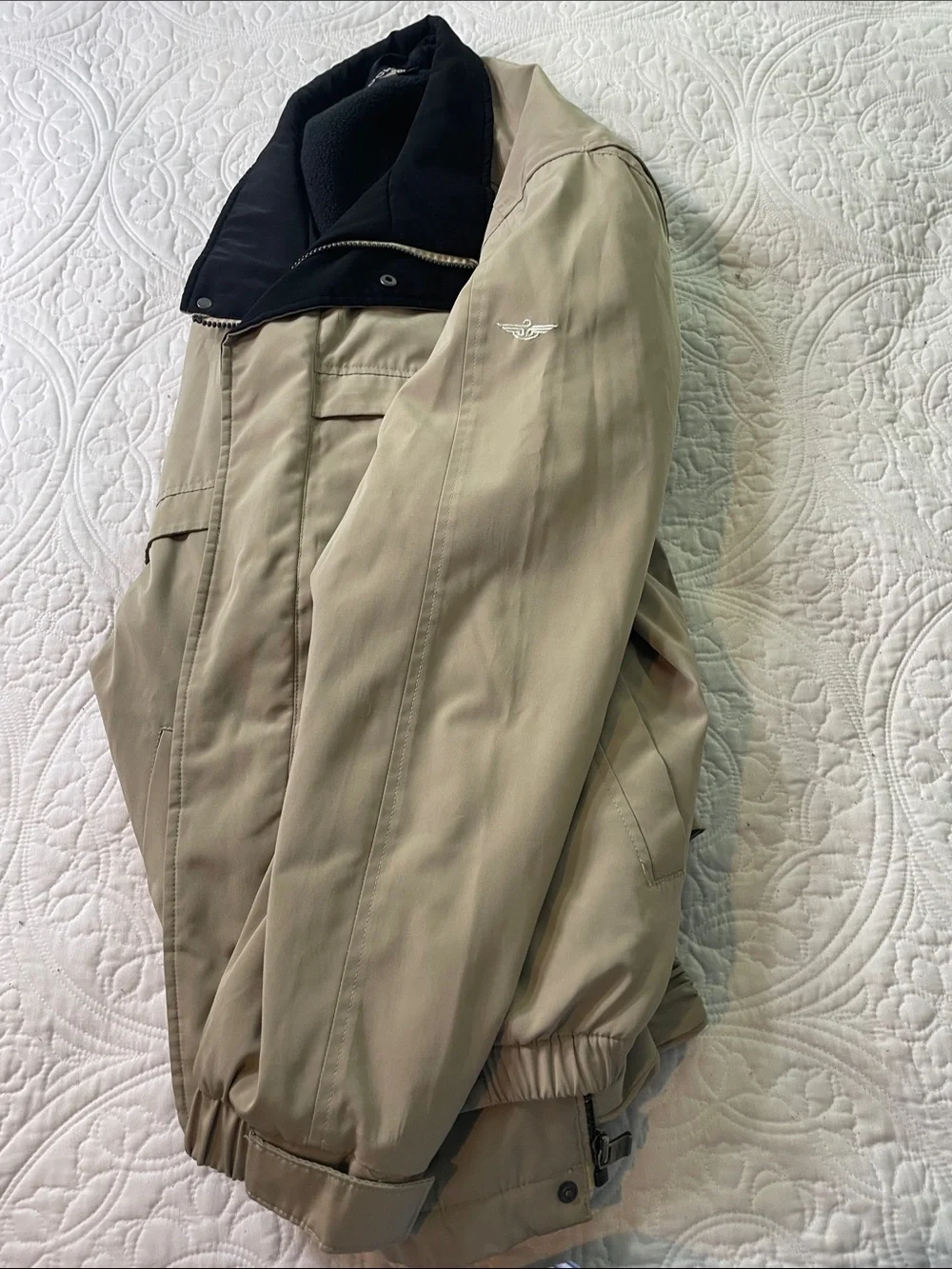Dockers Tan Windbreaker Jacket with Black Collar